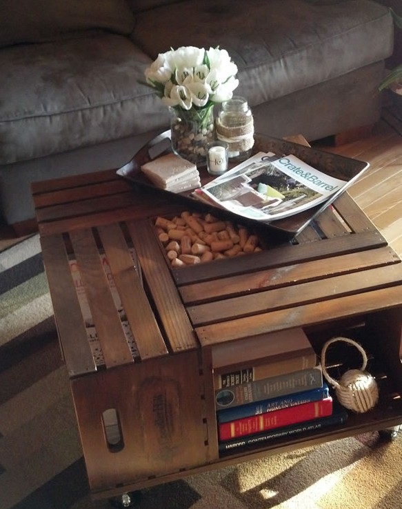 Mesa de centro con cajas de madera