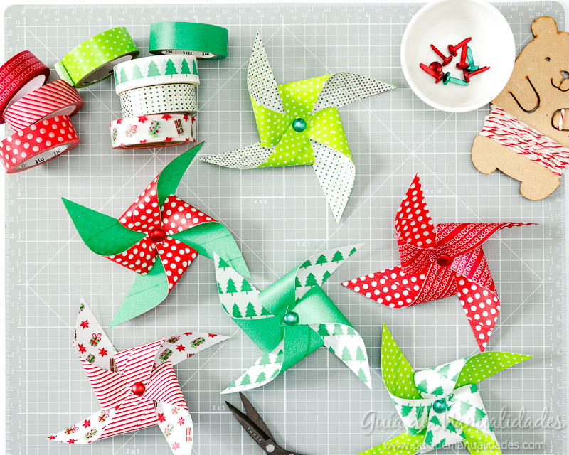 Molinillos navideños con cintas washi 8